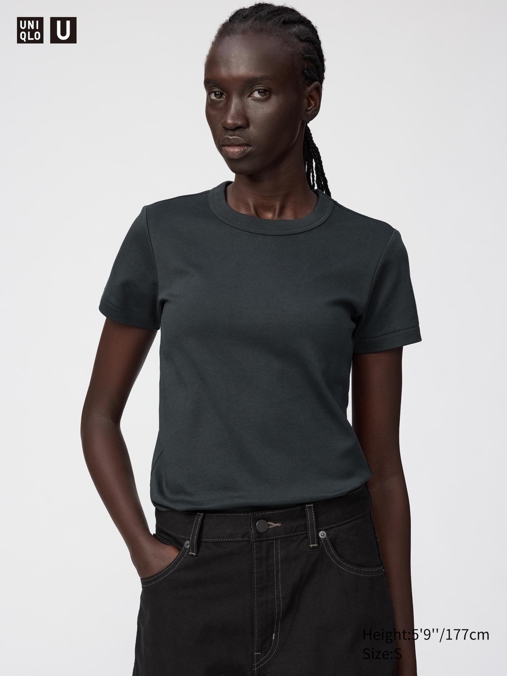 Uniqlo Short-Sleeve Crewneck Tee — Charcoal Black